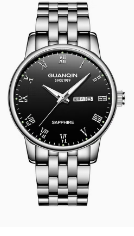 (GUANQIN) Men's waterproof luminous multi-function three-eye watch